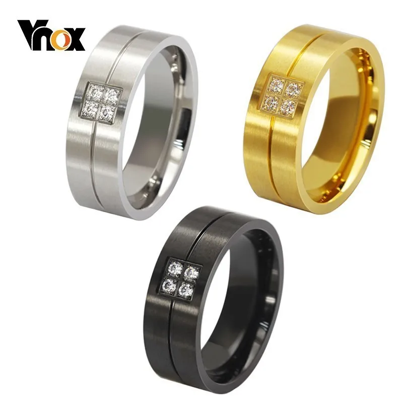 Vnox 8 мм обручальные кольца для женщин и мужчин Bling CZ камень инкрустация Alliance Anel Promise Love аксессуар