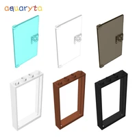 aquaryta 10pcs window door 1x4x6 building blocks moc parts with glass compatible 60616 60596 diy city street view toys for kids