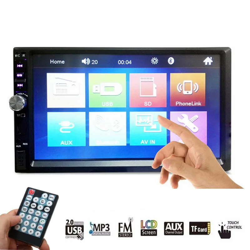 Автомагнитола 2 Din стерео задняя камера 7 дюймов USB TF FM Auxin сенсорный экран bluetooth