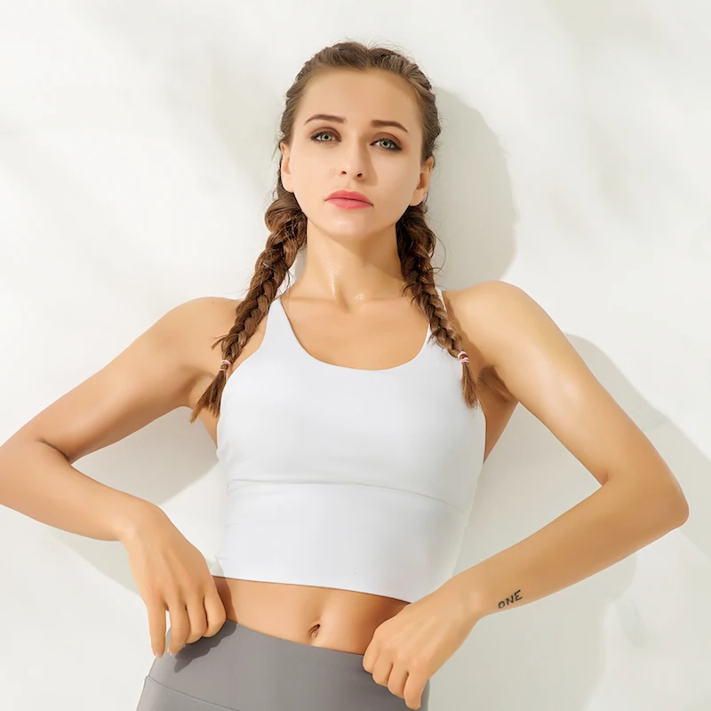 

3 Color Yoga Bra Thin Shoulder Strap Cross Beautiful Back Shockproof Gathered Sports Bra Yoga Underwear Running Fitness