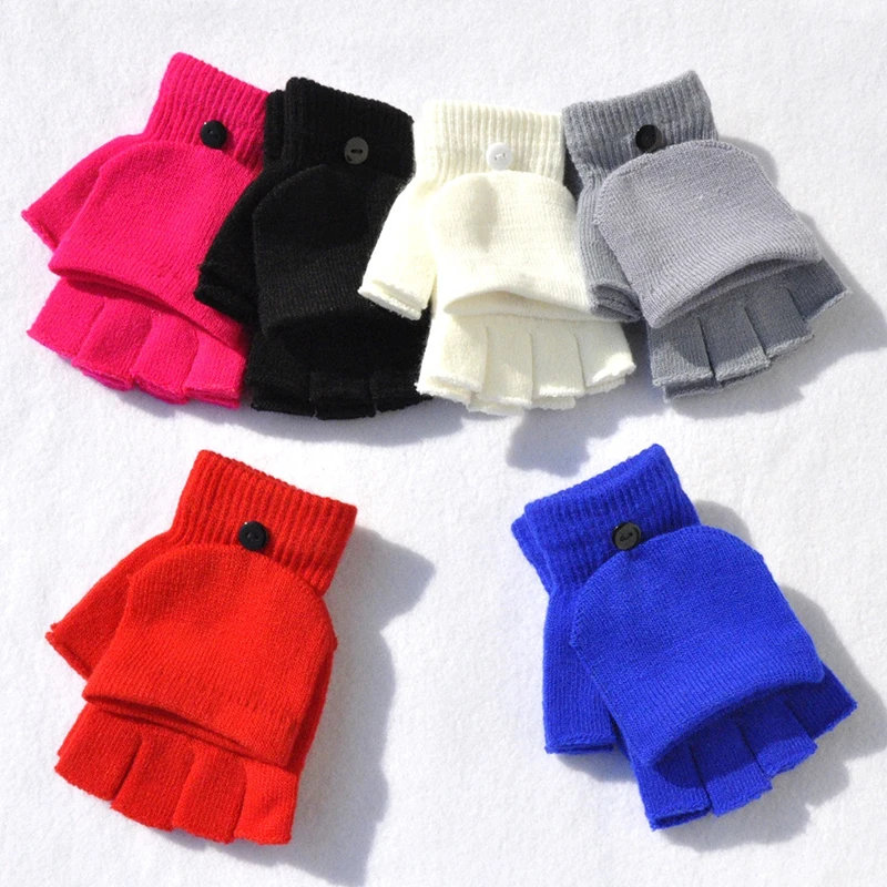 

2021 Winter Warm Thickening Gloves Knitted Flip Fingerless Exposed Finger Thick Gloves Without Fingers Mittens Glove Women