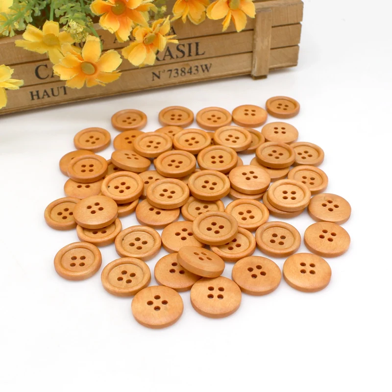 

50 шт., декоративные деревянные пуговицы, 15/18/20 мм
