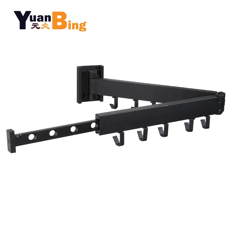 

Black Folding Drying Rack Wall Mounted Telescopic Clothes Rack Indoor And Outdoor Simple Clothes Hanger Clothes Hook Clothesline