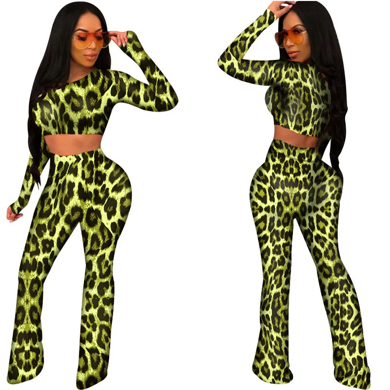 Женский комплект из двух предметов с леопардовым принтом повседневный