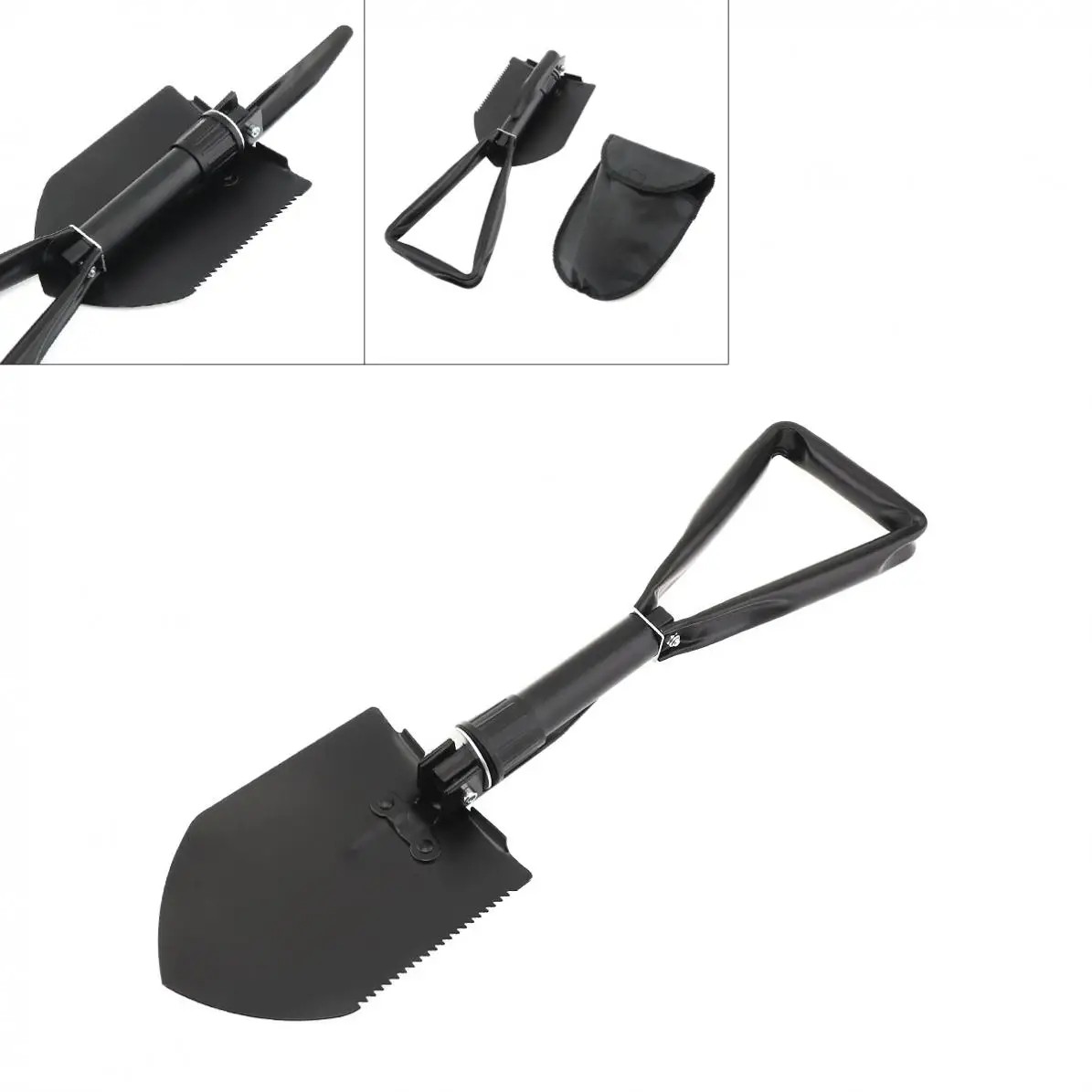 Черная многофункциональная Большая складная лопата из высокоуглеродистой стали