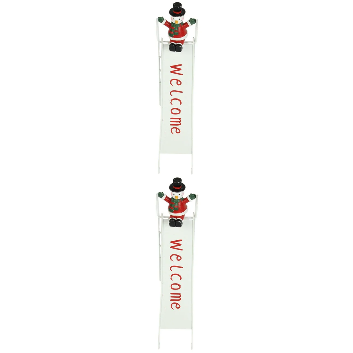 

2 pcs Christmas Desk Decoration Snowman Welcome Sign Desktop Ornament Decor