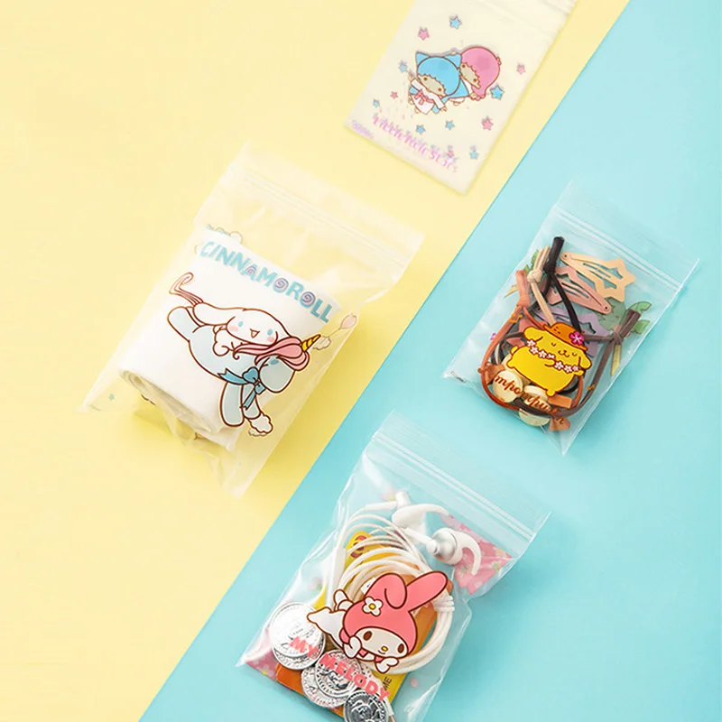 

Cartoon Anime Resealable Bags Multi-Size Cinnamoroll Dog PE Ziplock Bag Mini Kawaii Self-Adhesive Pouch for Jewelry Small Object