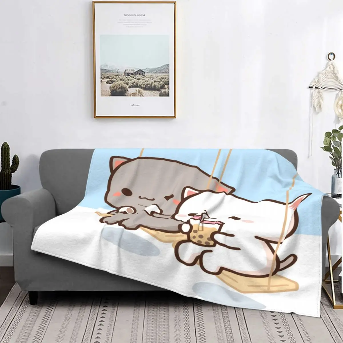 

Manta de gato Mochi de melocoton y Goma для малыша, colcha de cama a cuadros, Manta de cuadde lino для пикника, 2414