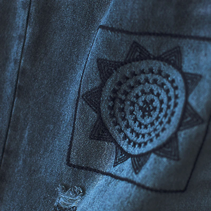 

Women Jeans Denim Pants Straight Loose Trousers Blue Abstract Pattern Patchwork B01201031