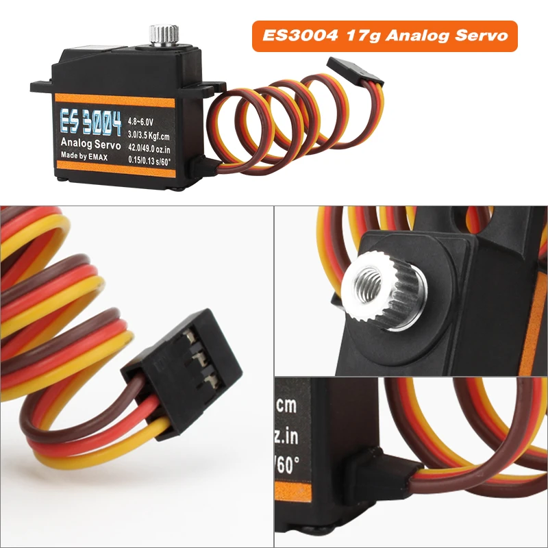 EMAX ES3004 17g 3 5 кг 0.13sec 23T Металлическая Шестерня Аналоговый сервопривод для RC