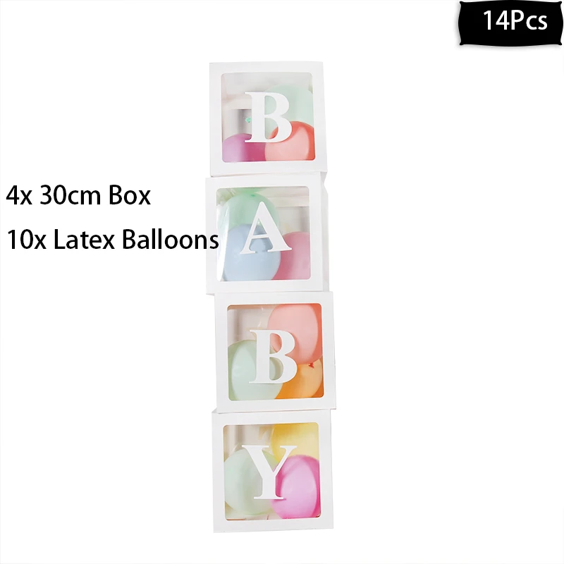 white baby box MEIDDING, прозрачная коробка для воздушных шаров, держатель для блока, латексные шары, арки, гирлянды для душа для малышей, для мальчиков и девочек, вечерние гирлянды, поставки - Цвет: white baby box
