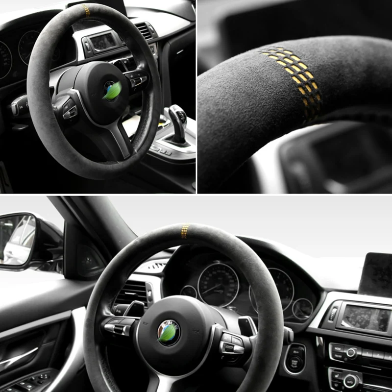 

Car steering wheel cover Alcantara superior quality suede Non-Slip Wear Resisting Soft Comfortable car accessories For Bentley