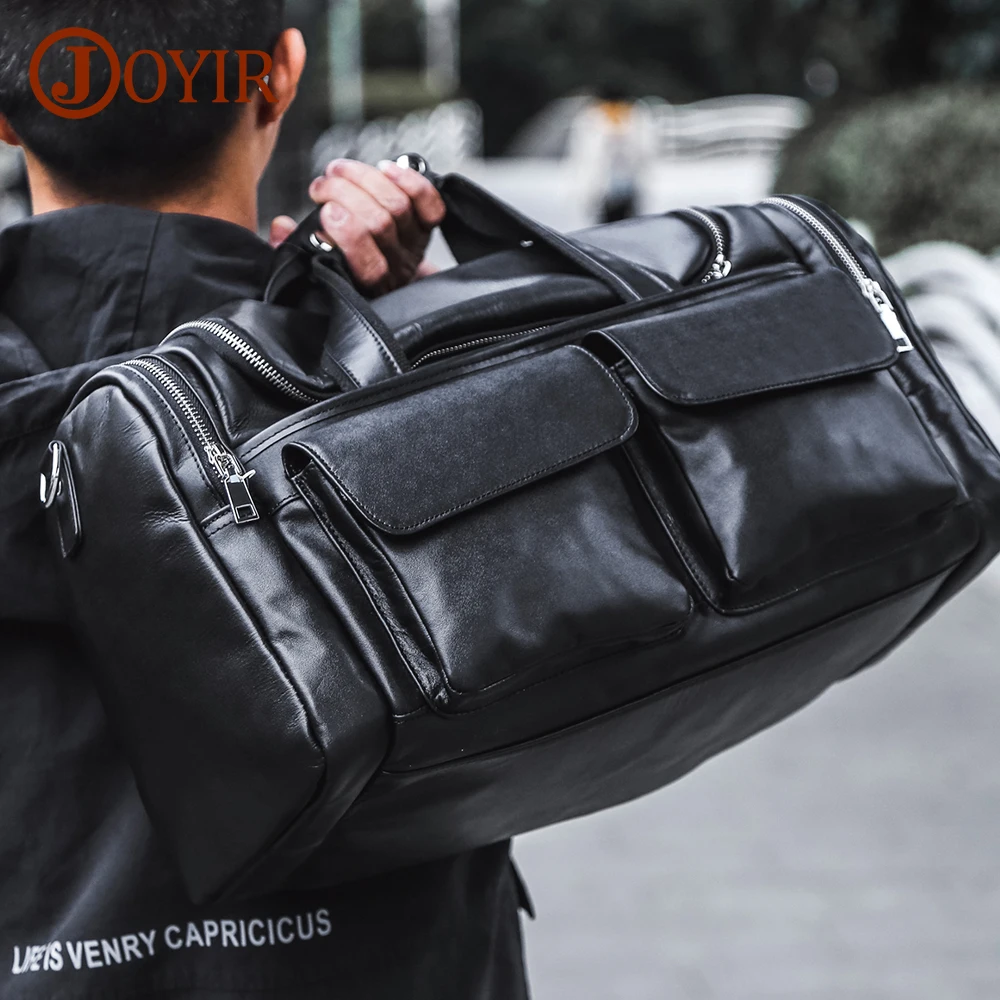 JOYIR Vintage Men Travel Bag Genuine Leather Large Capacity Handbag Cowhide Casual Duffle Luggage Bag Totes Overnight Bag Male