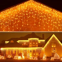 christmas decorations for home outdoor led curtain icicle string light street garland on the house winter 220v 5m droop 0 6 0 8m