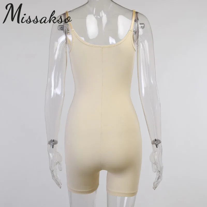 

Missakso Sexy Sleeveless Spaghetti Strap Skinny Playsuit 2021 Summer Black Women Overalls Off Shoulder Romper Backless Playsuits