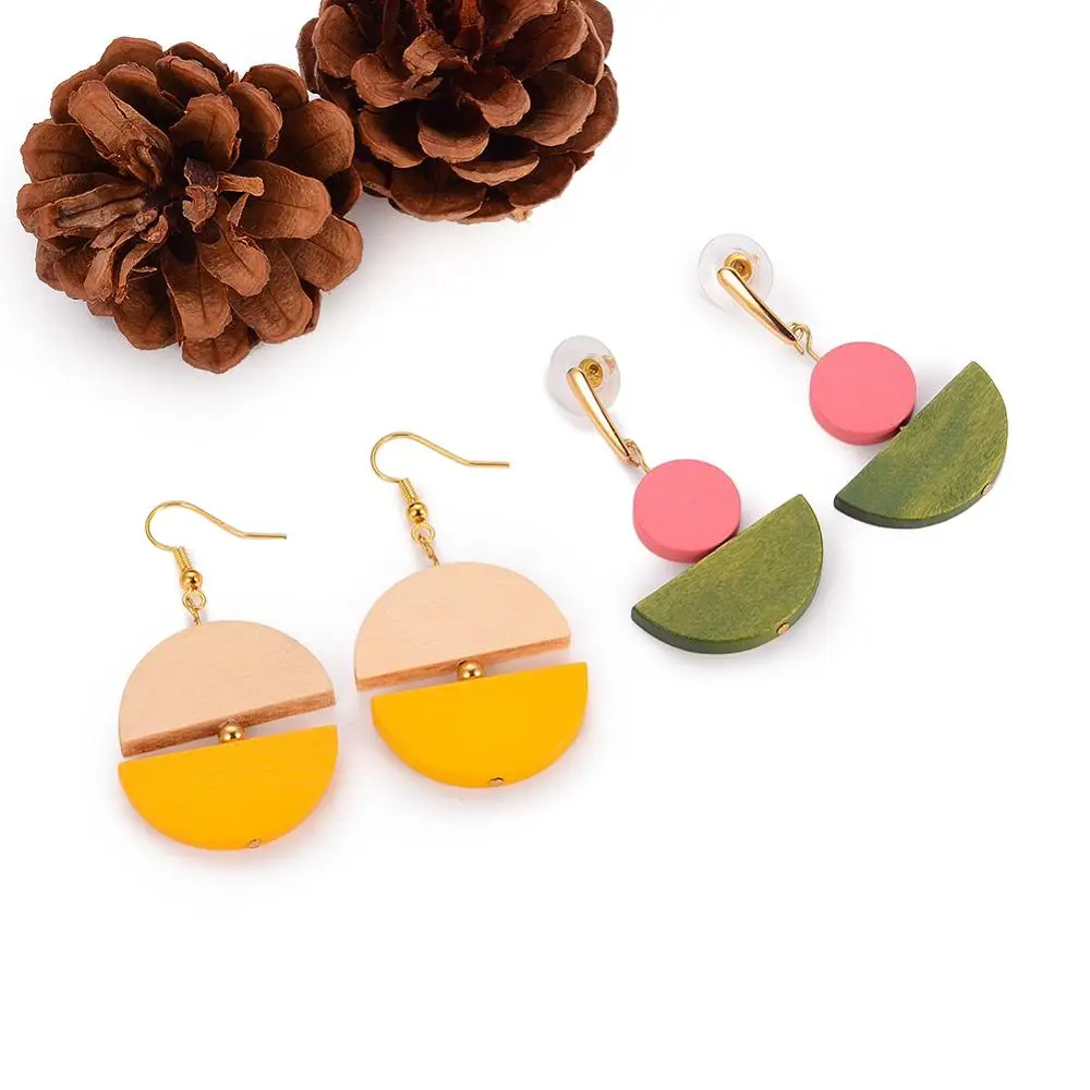 Набор для изготовления сережек-подвесок сделай сам с деревянными бусинами