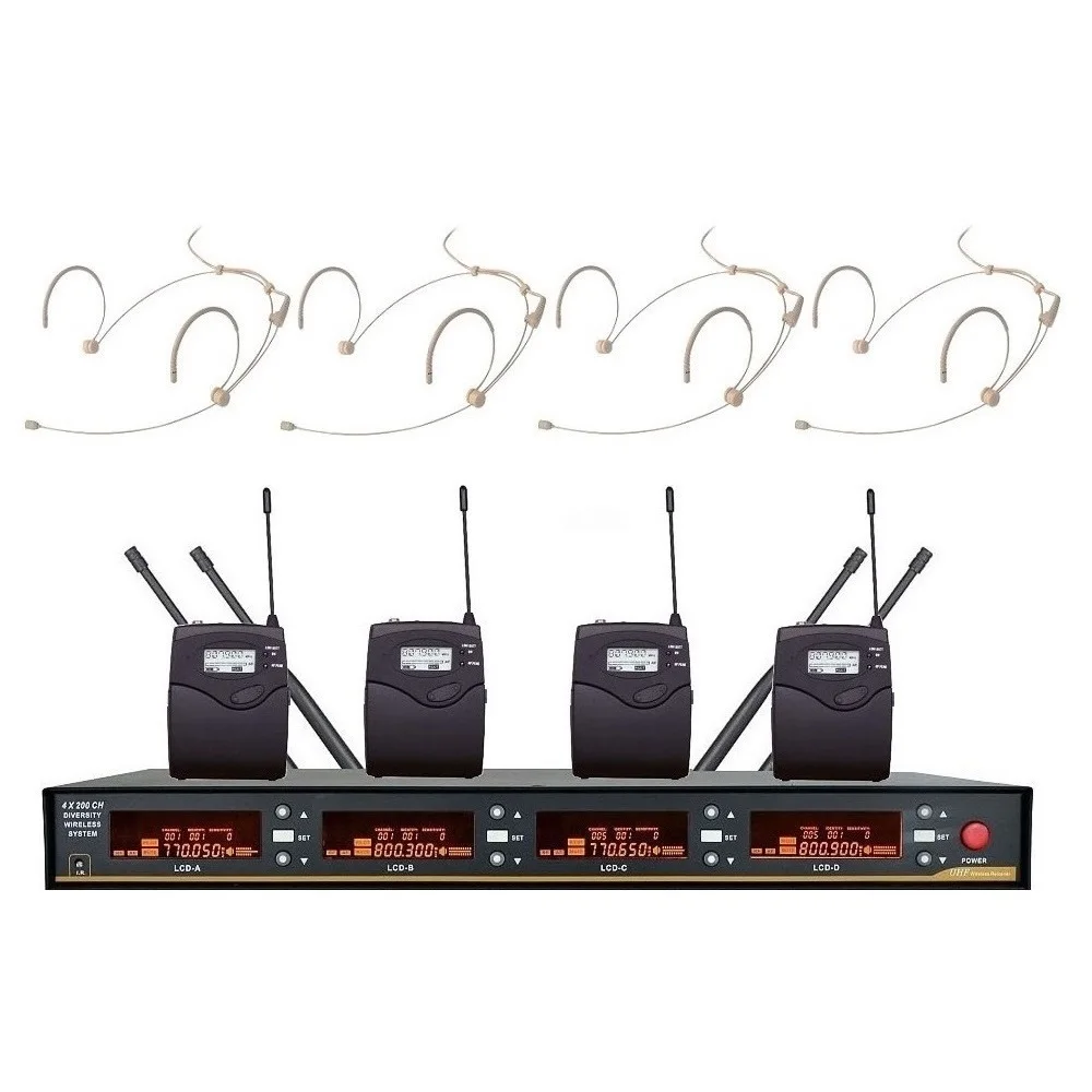 Bolymic микрофон гарнитуры Беспроводной Системы для 4 канального Профессиональное