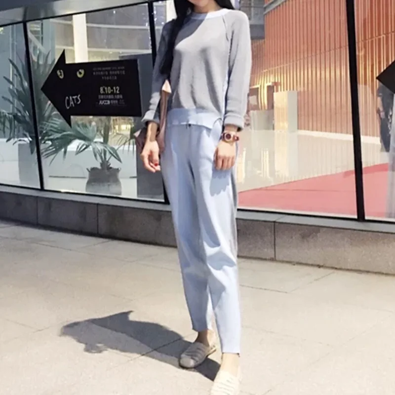 Женский Повседневный вязаный комплект из двух предметов модные теплые зимние