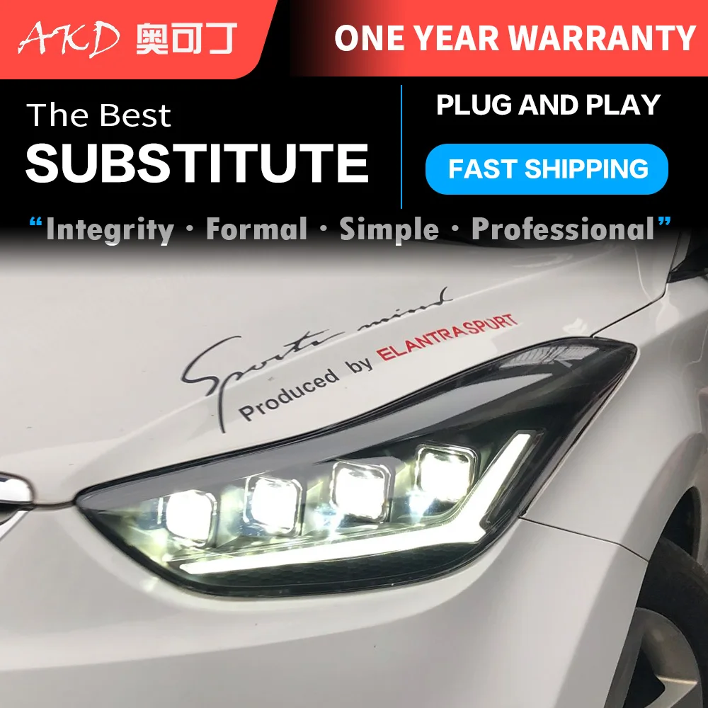 

Car Styling Headlights for Hyundai Elantra LED Headlight 2012-2016 Head Lamp DRL Signal Projector Lens Automotive Accessories