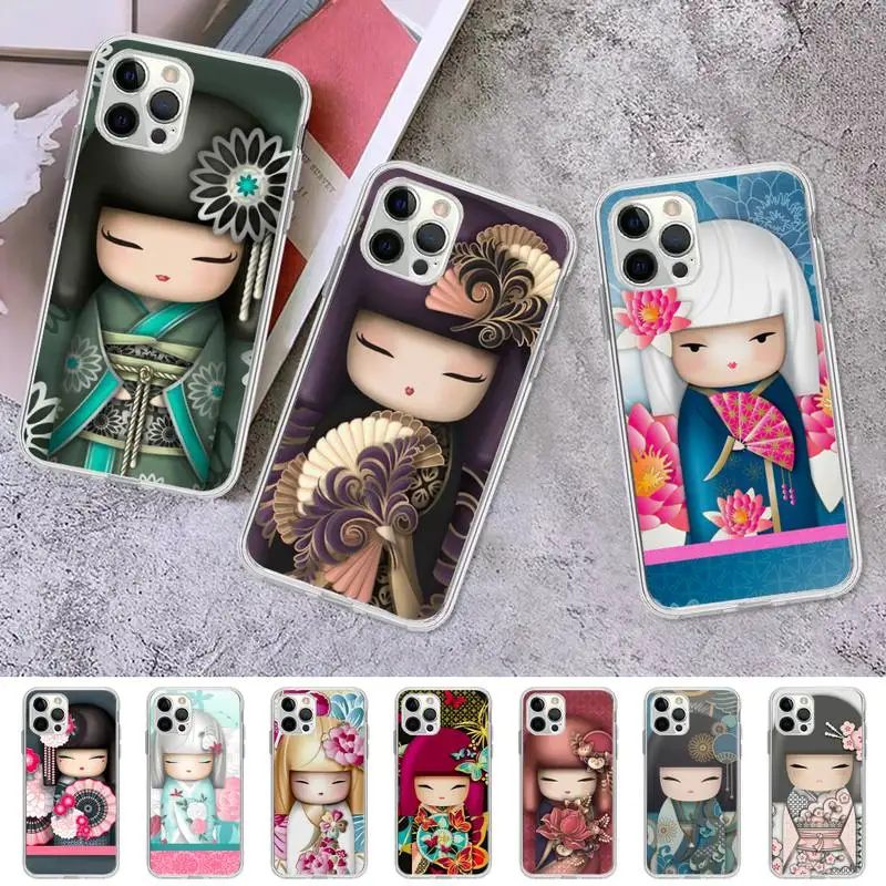 

Kawaii Japanese Kokeshi Doll Phone Case for iPhone 11 12 13 mini pro XS MAX 8 7 6 6S Plus X 5S SE 2020 XR case