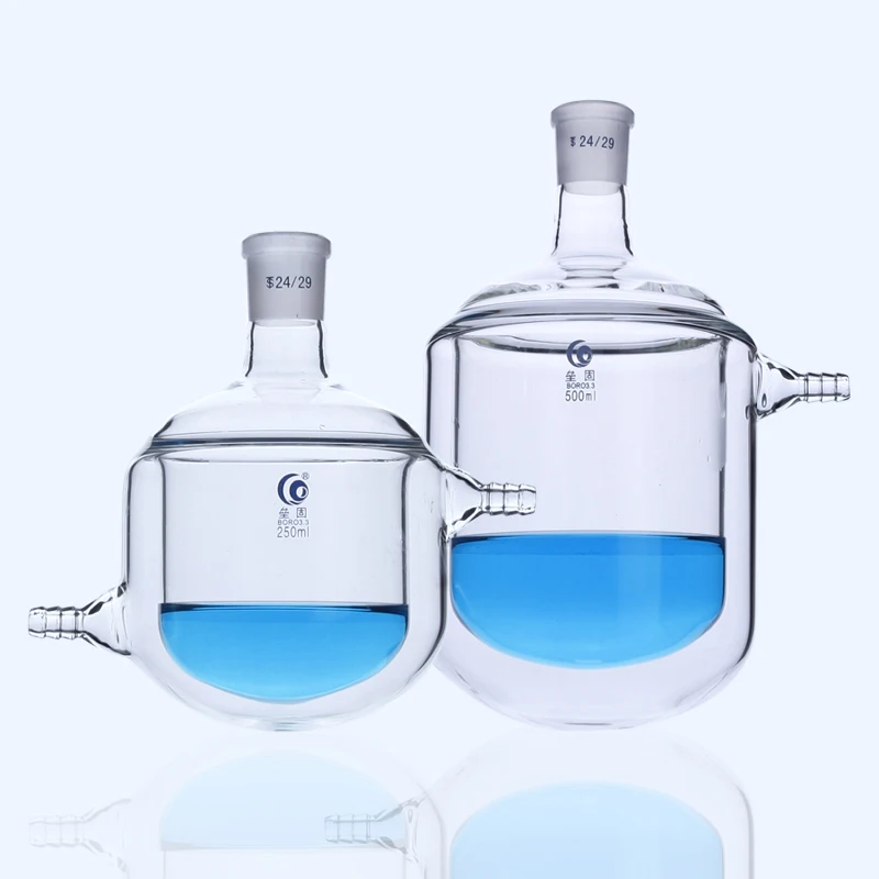 

Lab Round Bottom Glass Single Mouth Jacketed Reaction Bottle Laboratory Double-layer Reaction Flask