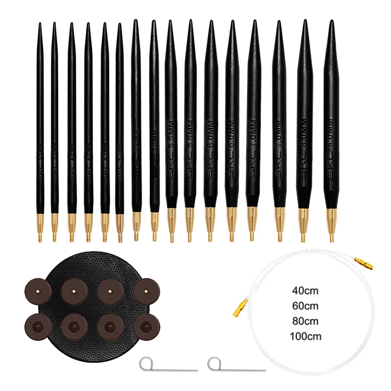 

High Quality Interchangeable Ebony Circular Knitting Needles Sweater Weaving Tools Wool Cotton Yarn DIY Knit Accessories