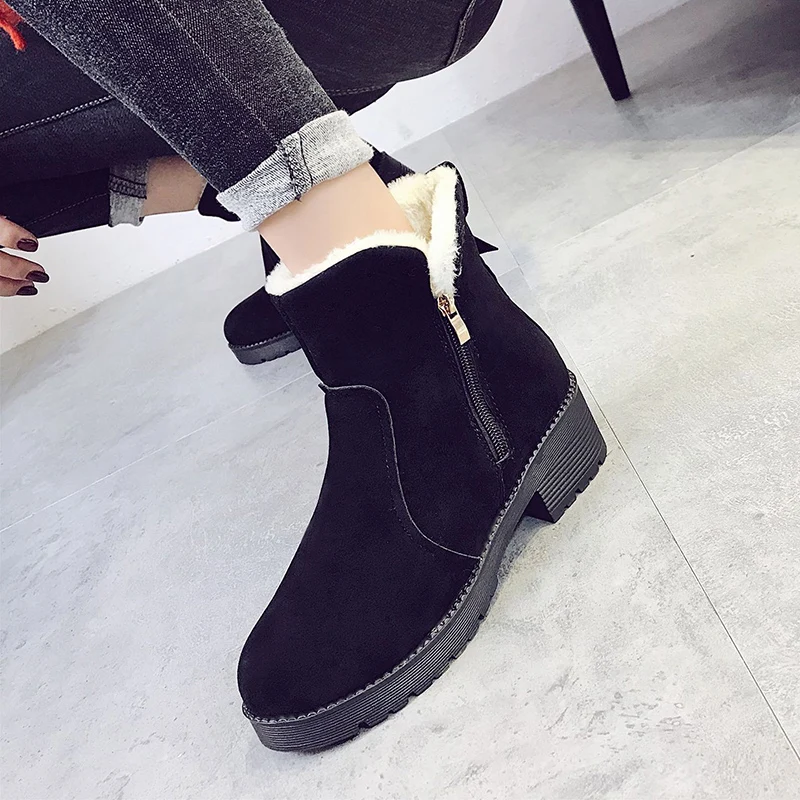 Зимние сапоги женская зимняя обувь на платформе с толстой подошвой; botas mujer; женские ботинки; нескользящие Зимние ботильоны