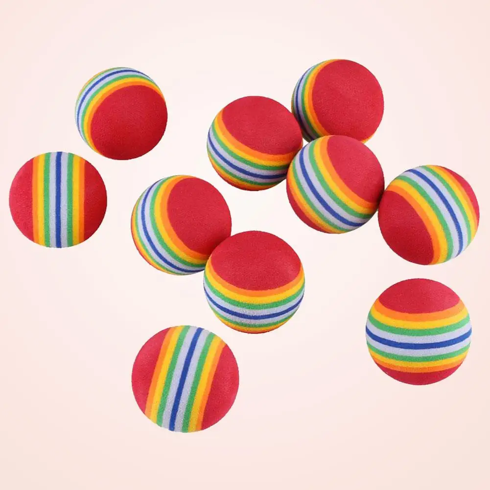 

10Pcs Rainbow Stripe EVA Foam Sponge Golf Tennis Ball Practice Training