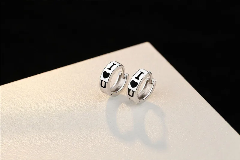 Женские серебряные серьги Everoyal модные из серебра 925 пробы с черными буквами и