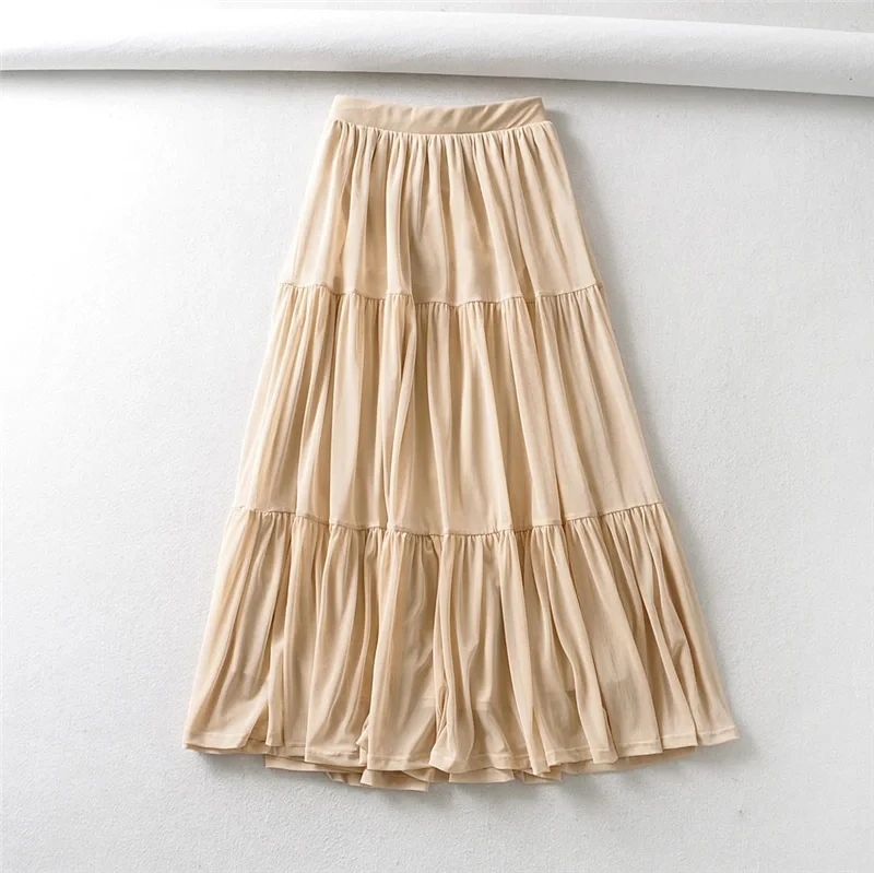 Юбка-миди Женская длинная в винтажном стиле с каскадной сеткой | одежда