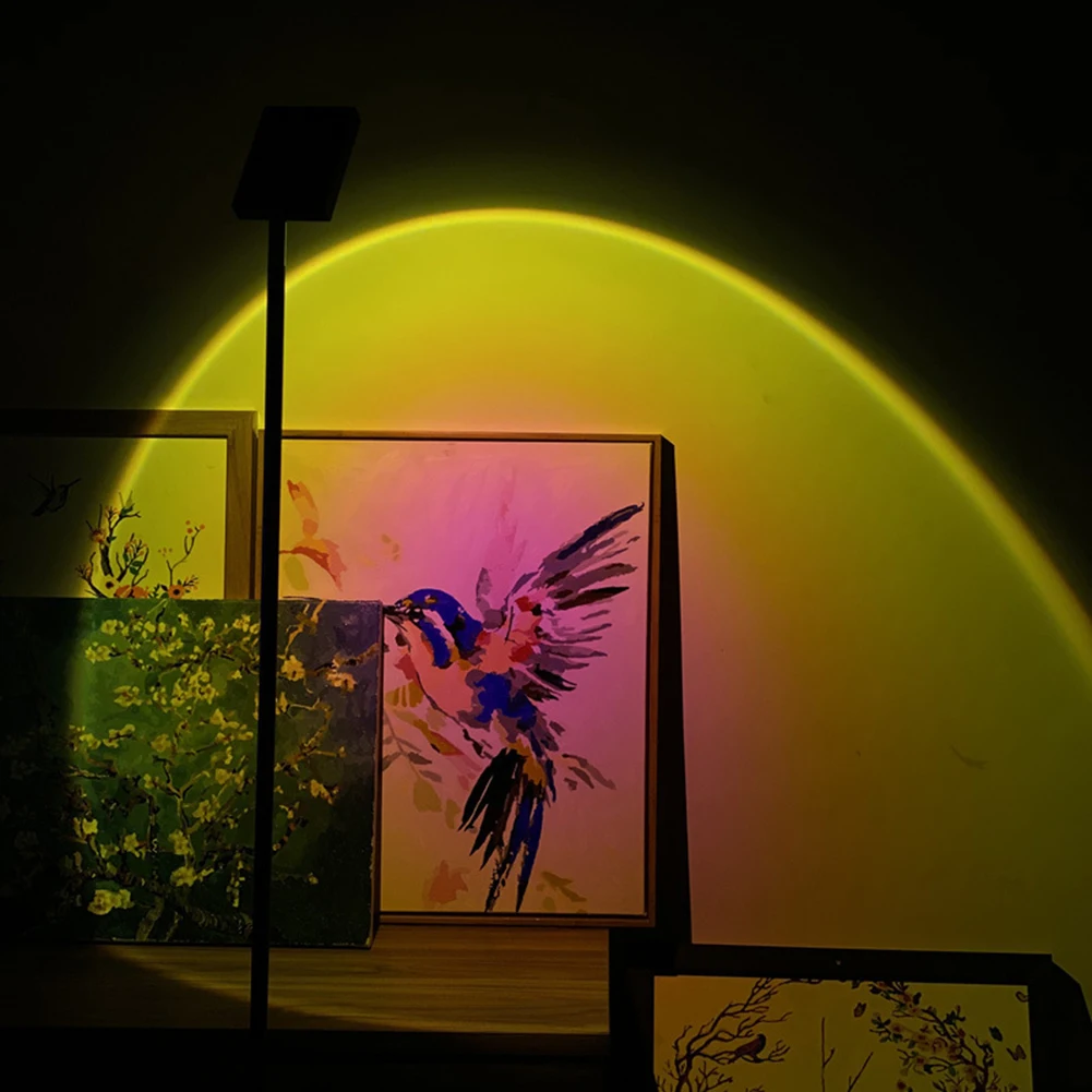 

Sunset Projector Lamp Rainbow Atmosphere Led Night Light for Home Bedroom Coffe shop Background Wall Decoration USB Table Lamp