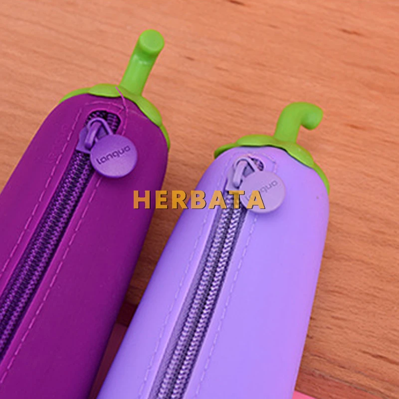 Баклажаны Карандаш Чехол с силиконовым браслетом канцелярские товары сумки