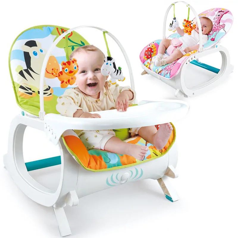 3 In 1 Multifunctional Baby Rocking Chair Baby Swing Bouncer Recliner Infant Seat Dining Table Chair with Music 0-6years old