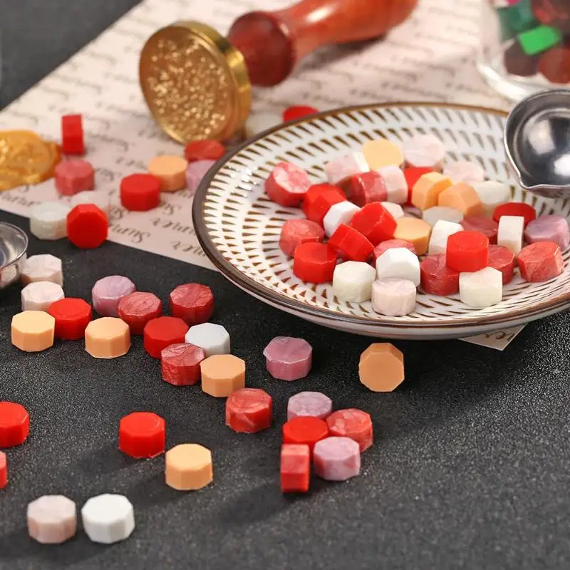 100 шт. Octagon Винтаж уплотнительная воск в гранулах печать штамп Бусины таможенные