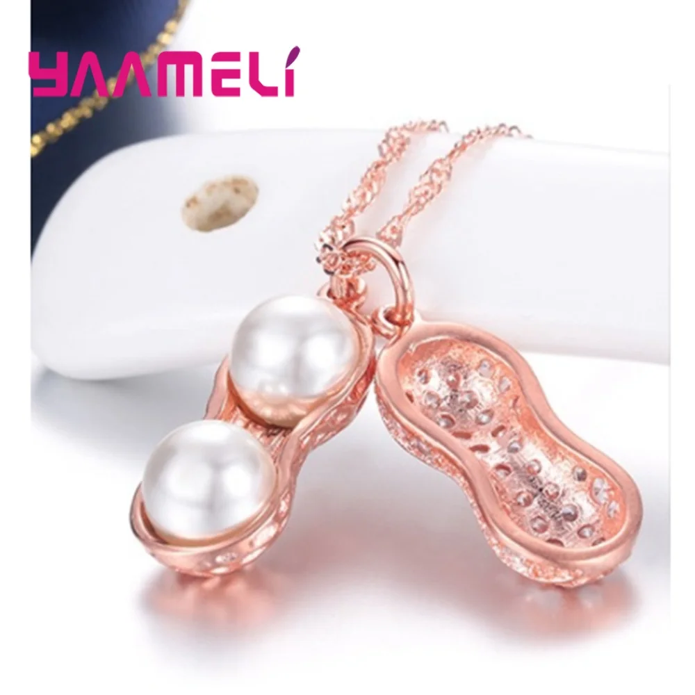 

925 Sterling Silver Pendant Necklaces Peanut Natural Freshwater Pearl Fashion Korean Jewelry for Women Appointment Dating