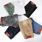 Классические мужские Стрейчевые обтягивающие джинсы 7 цветов, модные повседневные облегающие цветные джинсовые брюки, мужские серые, черные, хаки, белые брюки