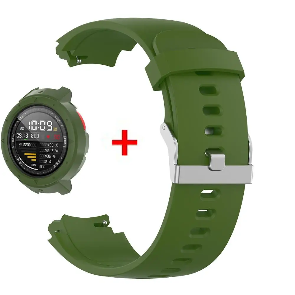 2 в 1 ремешок для смарт часов Huami Amazfit Verge силиконовый + защитная рамка экрана чехол