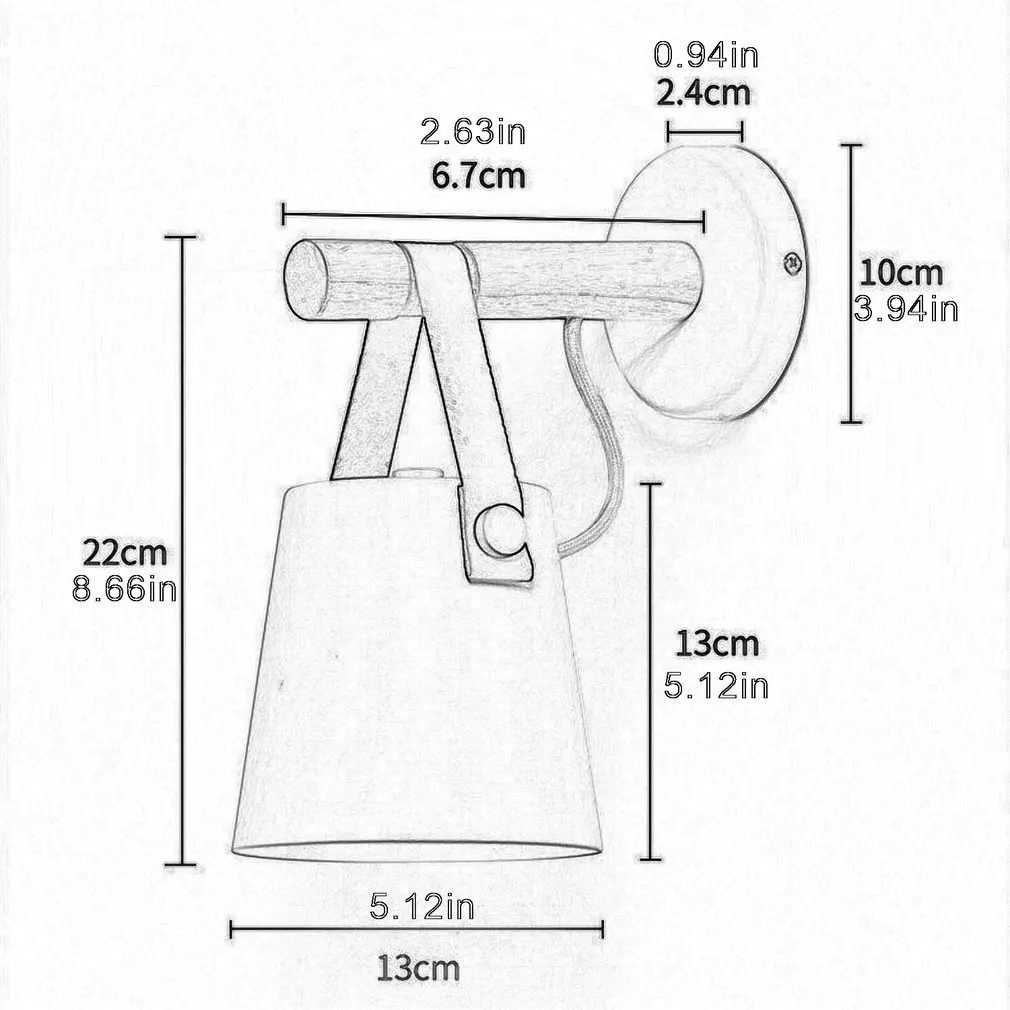 

Nordic Wood Wall Lights Modern Black White E27 LED Lamps Adjustable Lampshade For Restaurant Bar Bedroom Living Lighting