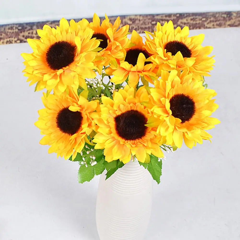 2019 Новый 24 шт искусственный подсолнух цветок голова для украшения дома офисные