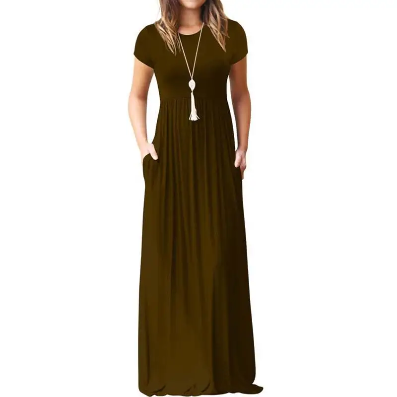 

2021 Elegant Long Summer Dress Women Short Sleeve Maxi Dress Ladies Party Casual Dresses Female Robe Femme Green Red XXL