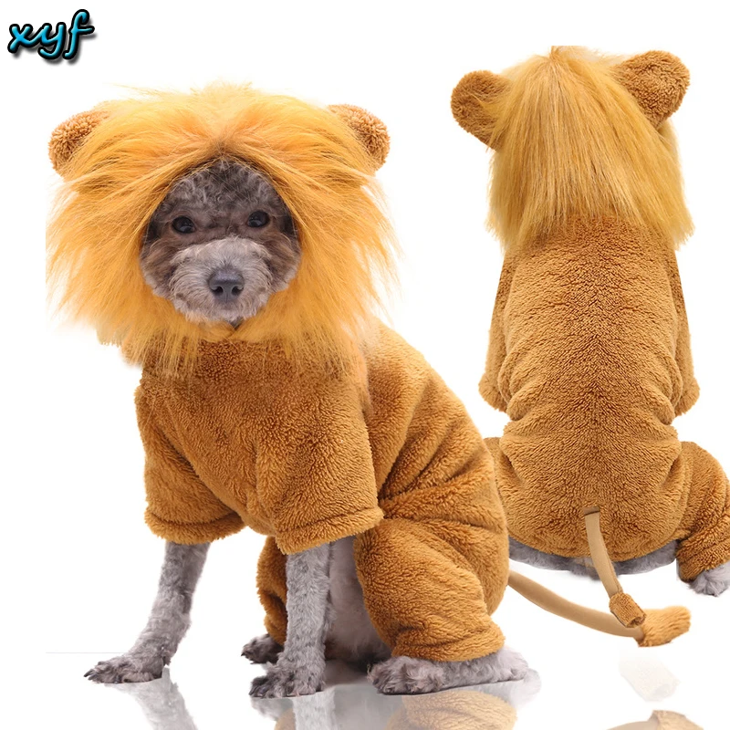 

XYF Four-legged Dog Clothes Four-season Warm Flannel Cat Clothes Teddy Bichon Fighting Transformation Lion Clothing for Dogs