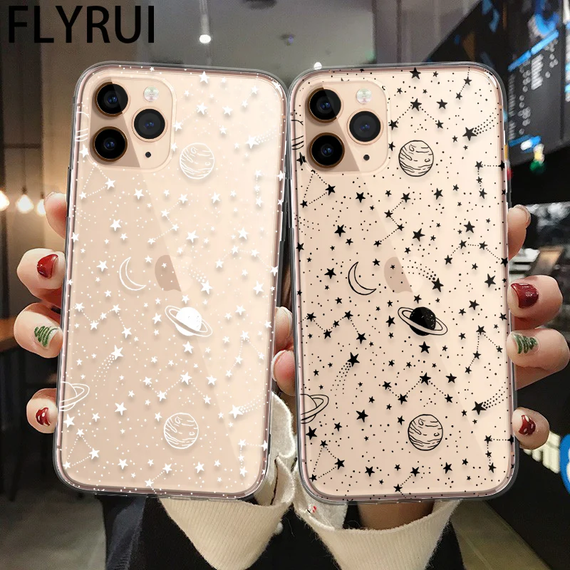 Прозрачный чехол для телефона с мультяшными планетами и звездами iPhone 12 Mini 11 Pro XS | Бамперы -1005002370247182