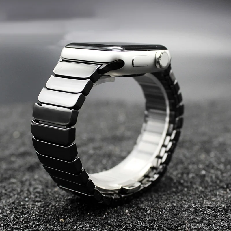 Роскошный керамический ремешок для часов Apple Watch 4, 5, 38 мм, 42 мм, 40 мм, 44 мм, с бабочкой, с пряжкой, с цепочкой, стильный браслет, ремешок для iwatch 123