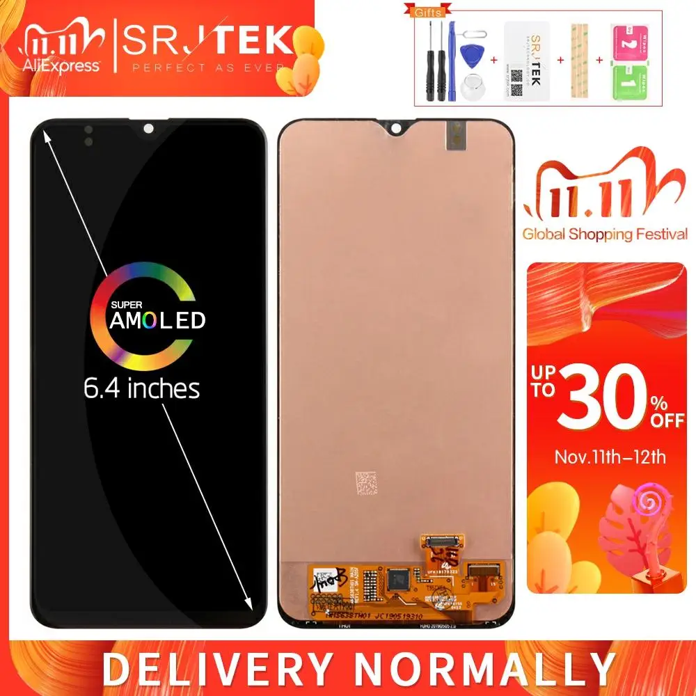 

AMOLED экран для Samsung Galaxy A20 LCD A205 A205F A205FD сенсорный дигитайзер сенсор стекло в сборе для Samsung A20 дисплей