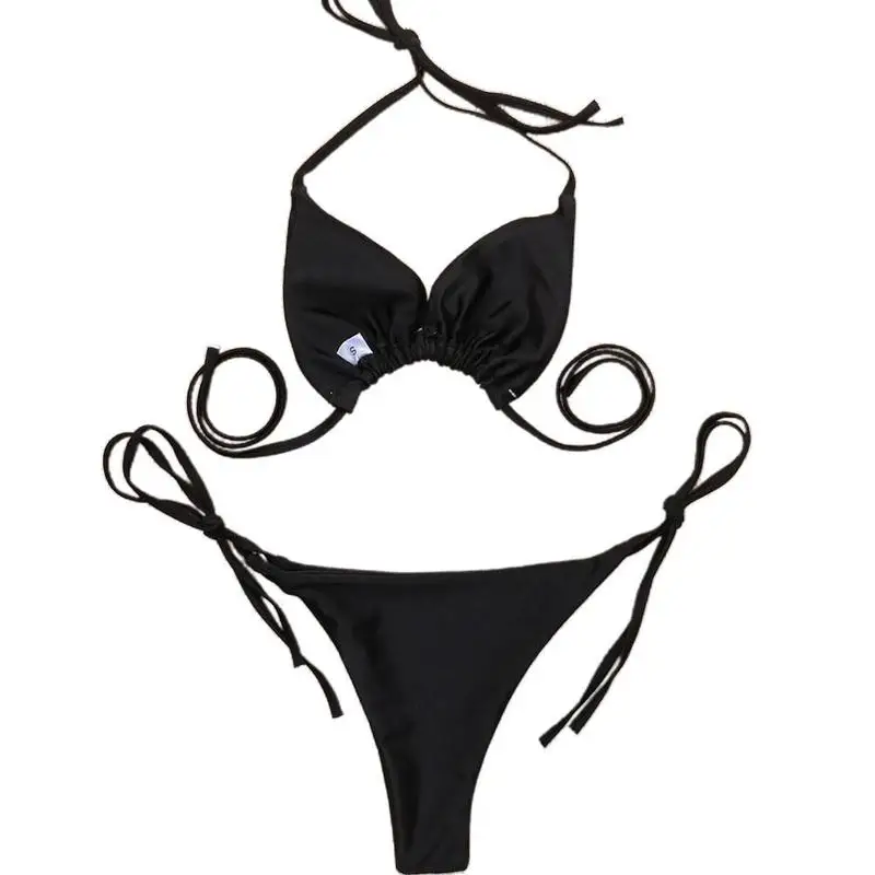 

Sexy Crystal Bikini 2020 Women Black Diamond Thong Maillots Bikini Set De Push-Up Bathers Bain Bathing Swimwear Suit C5V1