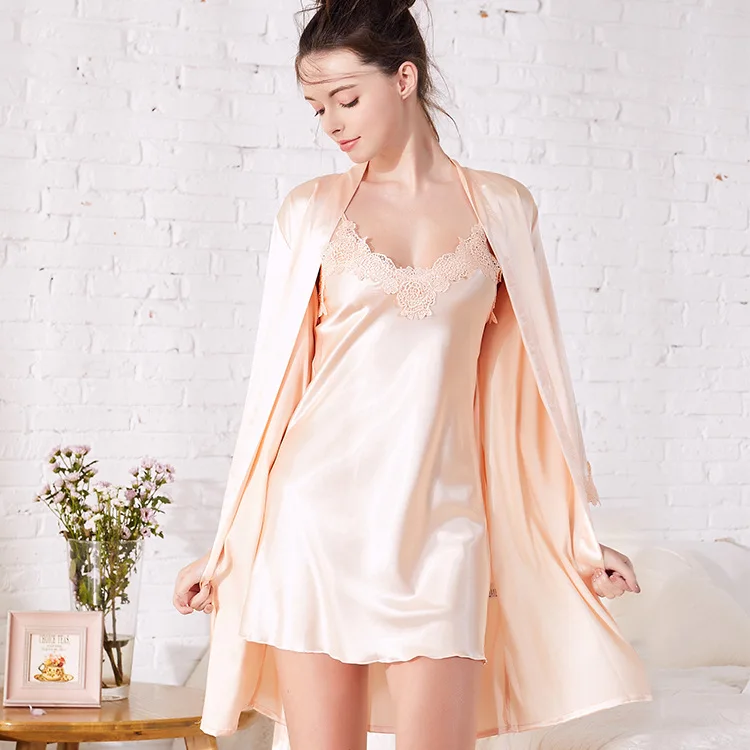 Perfering 2/шт. Сексуальное женское белье женская ночная рубашка атласная с рукавом