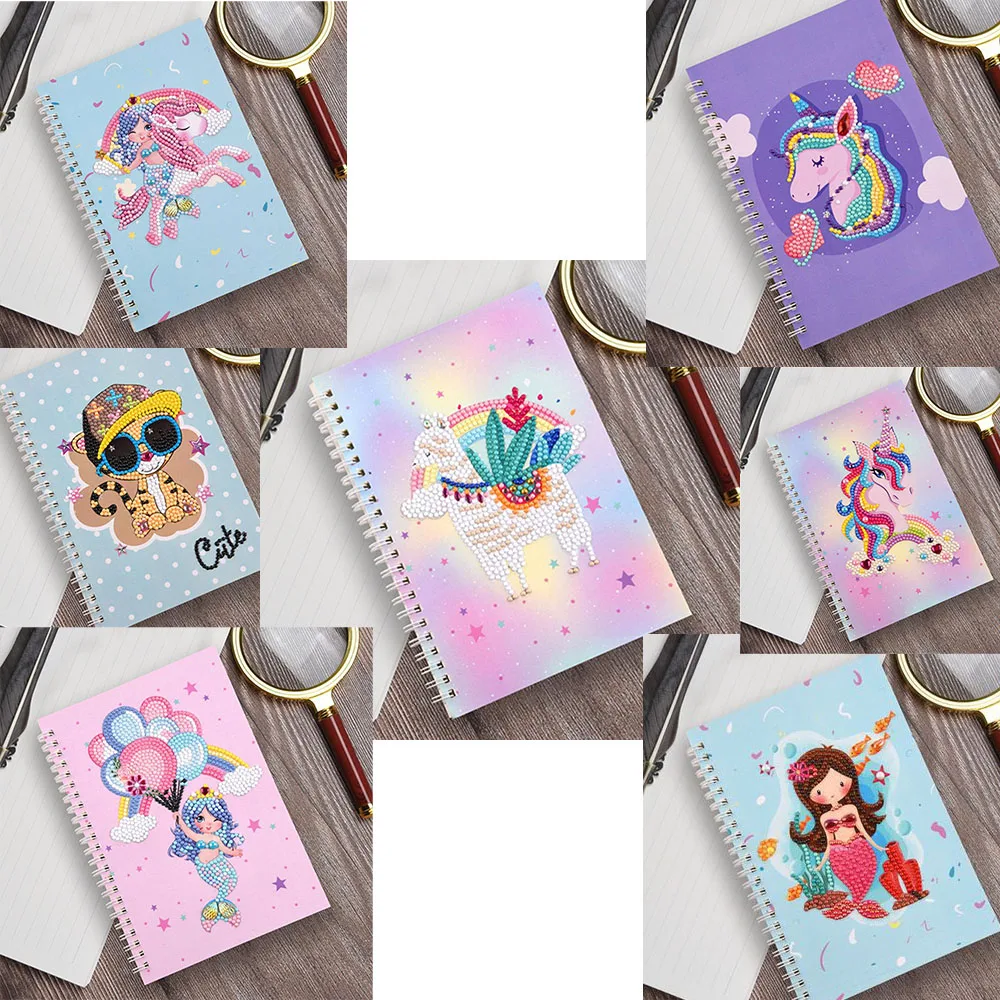 

Homemade DIY Point Drill Diamond Painting Notebook Full Drill 5d Square Diamond Special Shaped Drill Coil Student Diary Notebook