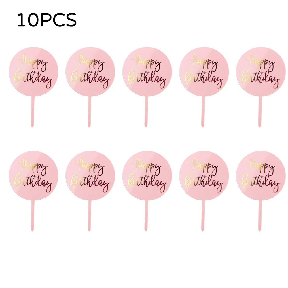 

10PCS Acrylic Birthday Cake Cards Wedding Cake Decoration Inserts Card Supplies Accessories