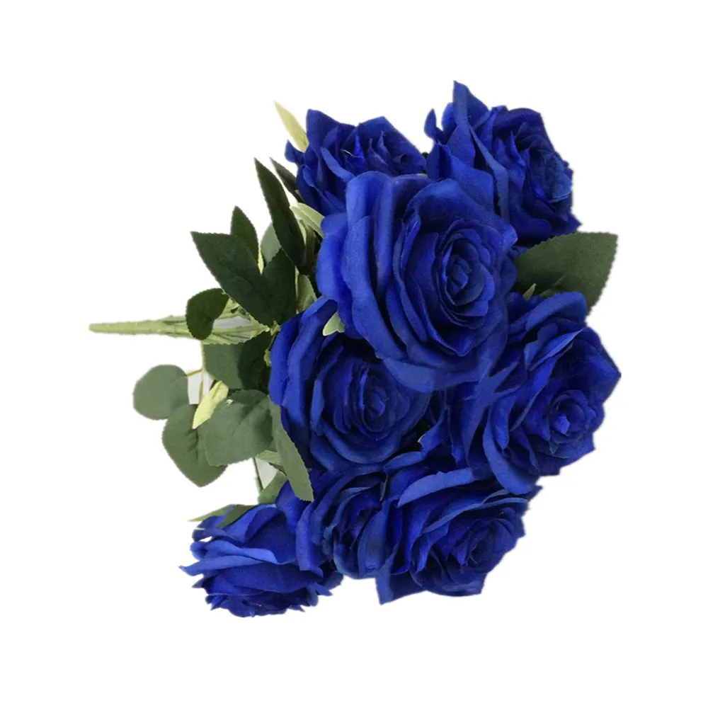Sapphire Blue Искусственный шелк 1 букет французских роз Цветочный букет поддельные цветы организовать стол Маргаритка Свадебные цветы Декор вечерние аксессуары Флорес - Цвет: Sapphire Blue