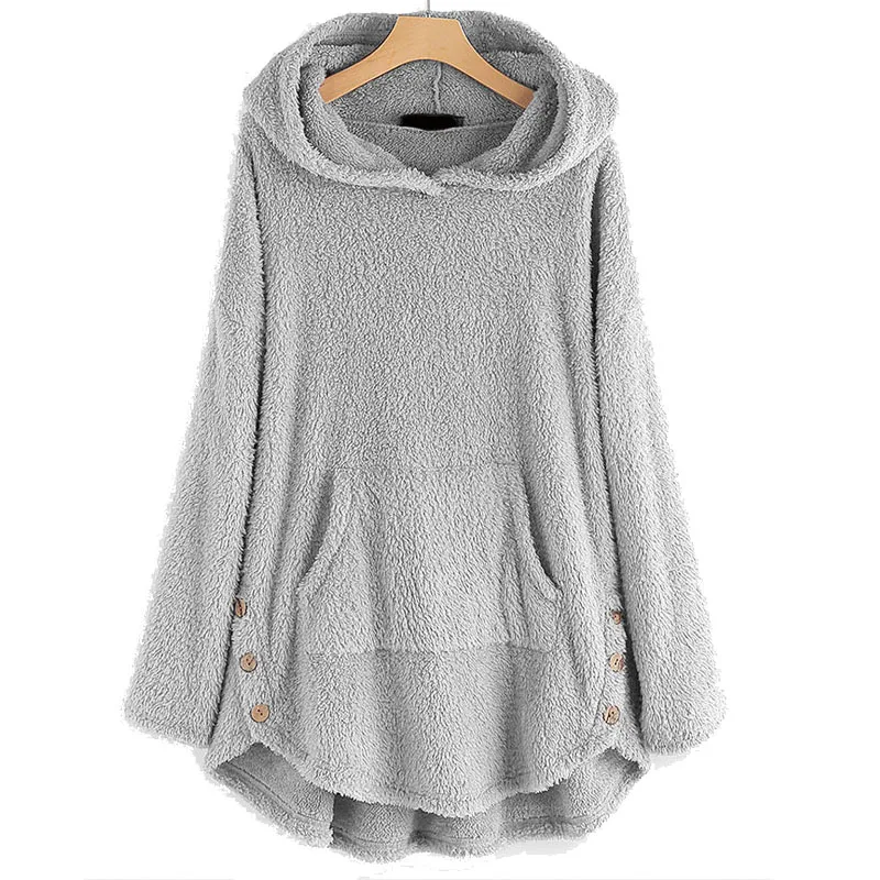 QPFJQD зимние женские теплые плюшевые пальто с капюшоном на весну осень верхняя